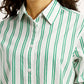 Women's Striped White Relaxed Fit Poplin Shirt - Detail View