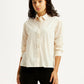 Women's Solid Cream Relaxed Fit Poplin Shirt - Styleshot View