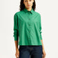 Women's Solid Green Relaxed Fit Poplin Shirt - Front View