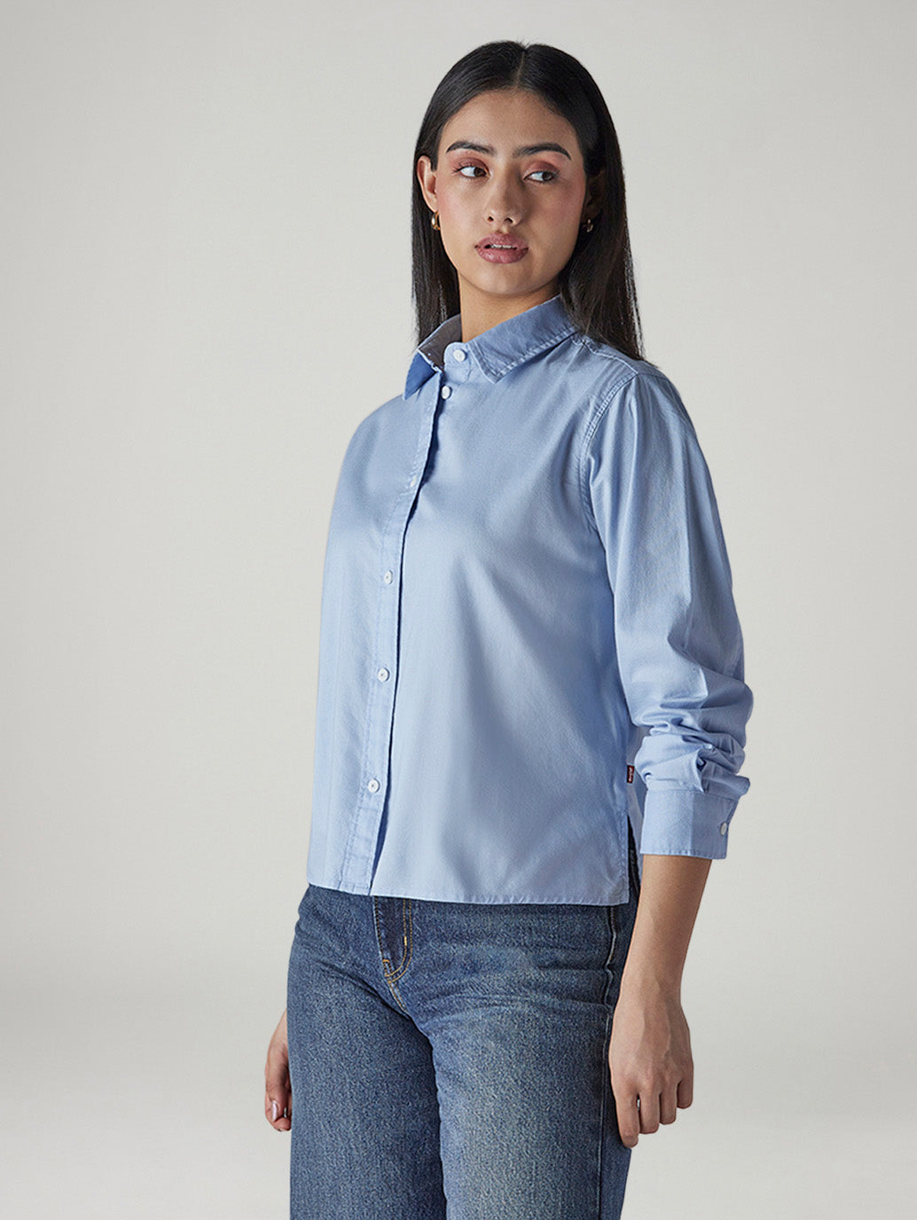 Women's Solid Regular Fit Oxford Shirt - Side View