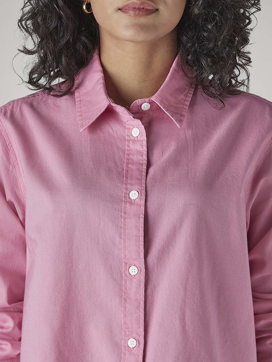 Women's Solid Regular Fit Oxford Shirt - Detail View