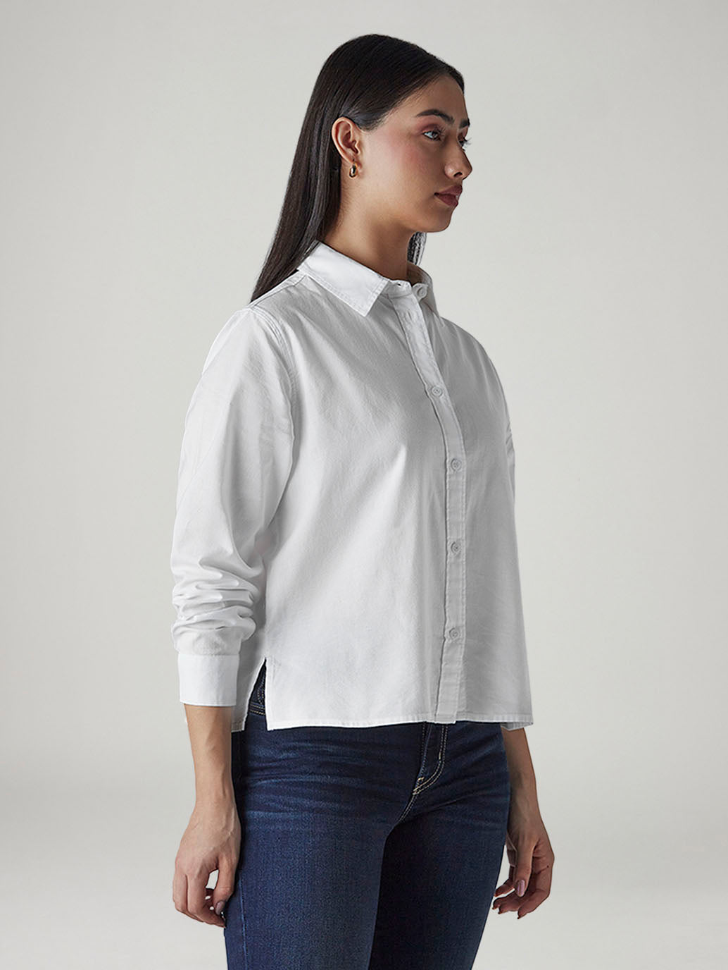 Women's Solid Regular Fit Oxford Shirt - Side View