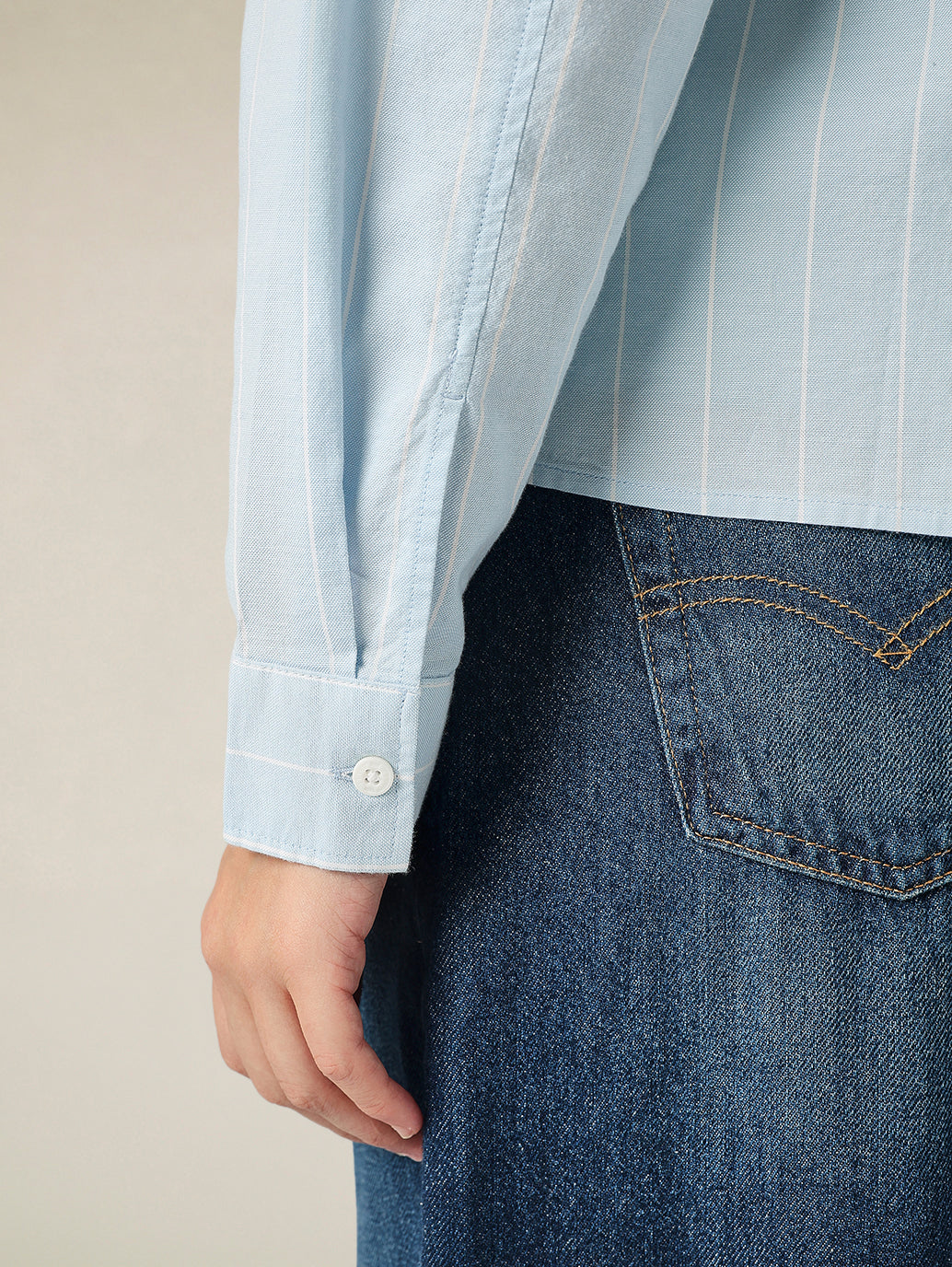 Women's Cotton Regular Fit Solid Oxford Shirt - Detail View