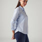 Women's Solid Light Blue Spread Collar Shirt - Side View