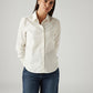 Women's Solid Off White Spread Collar Shirt - Styleshot View