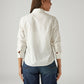 Women's Solid Off White Spread Collar Shirt - Back View