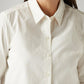 Women's Solid Off White Spread Collar Shirt - Detail View