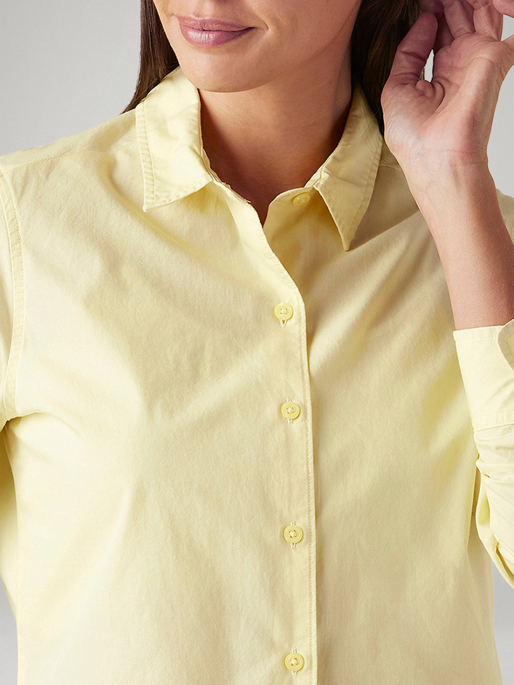 Women's Solid Yellow Slim Fit Shirt - Detail View