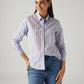 Women's Striped Light Blue Slim Fit Shirt - Styleshot View