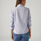 Women's Striped Light Blue Slim Fit Shirt - Back View