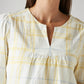 Women's Checkered White V-Neck Top - Detail View