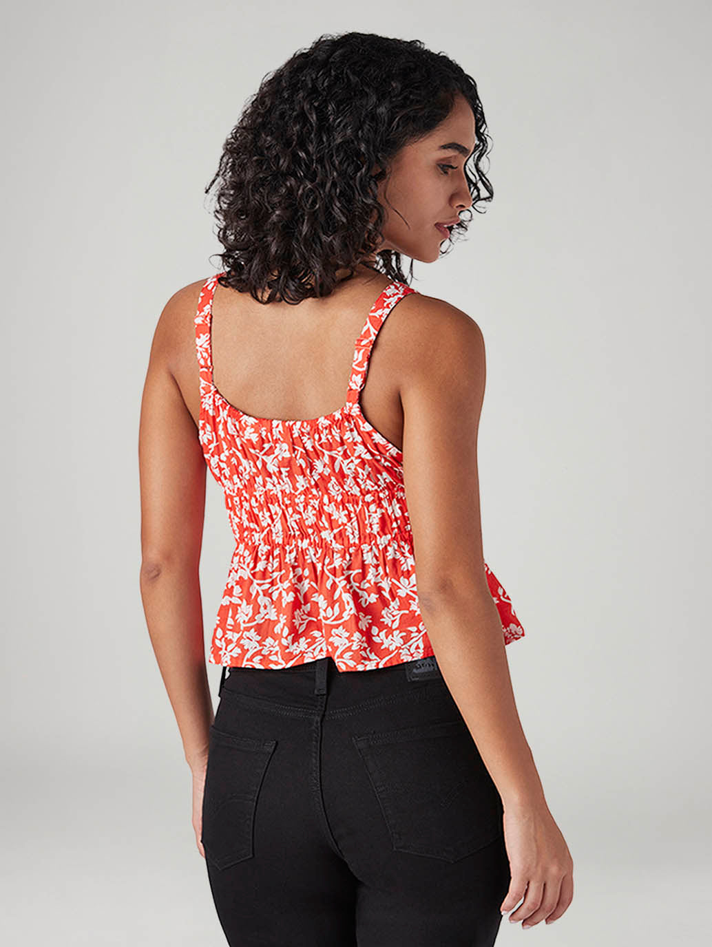 Women's Floral Regular Fit Top - Back View