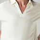 Women's Solid Relaxed Fit Linen Top - Detail View