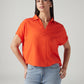Women's Solid Relaxed Fit Linen Top - Styleshot View