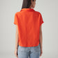 Women's Solid Relaxed Fit Linen Top - Back View