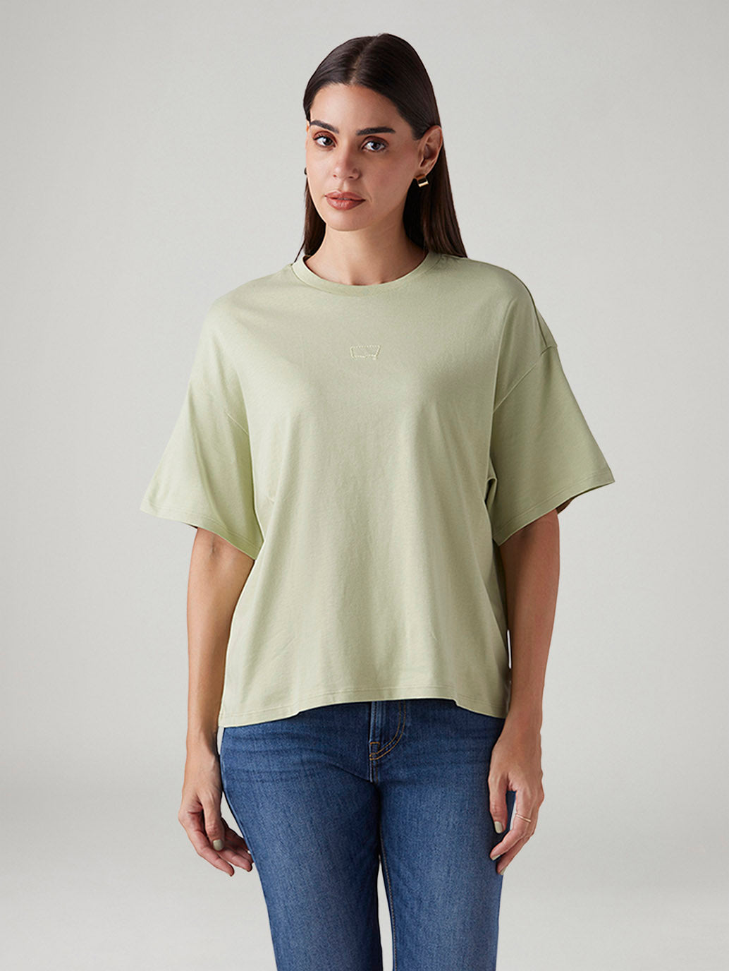 Women's Embroidered Relaxed Fit Oversize T-Shirt - Front View