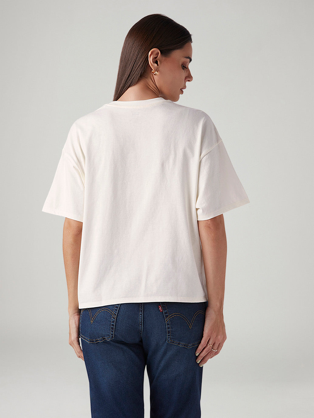 Women's Embroidered Relaxed Fit Oversize T-Shirt - Back View