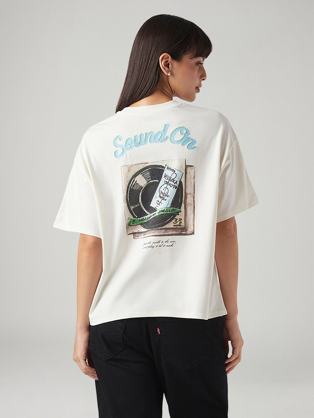 Women's Graphic Print Relaxed Fit Oversized T-Shirt - Back View