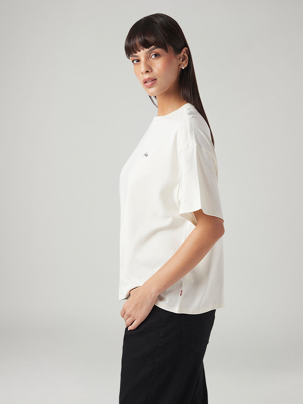 Women's Graphic Print Relaxed Fit Oversized T-Shirt - Side View