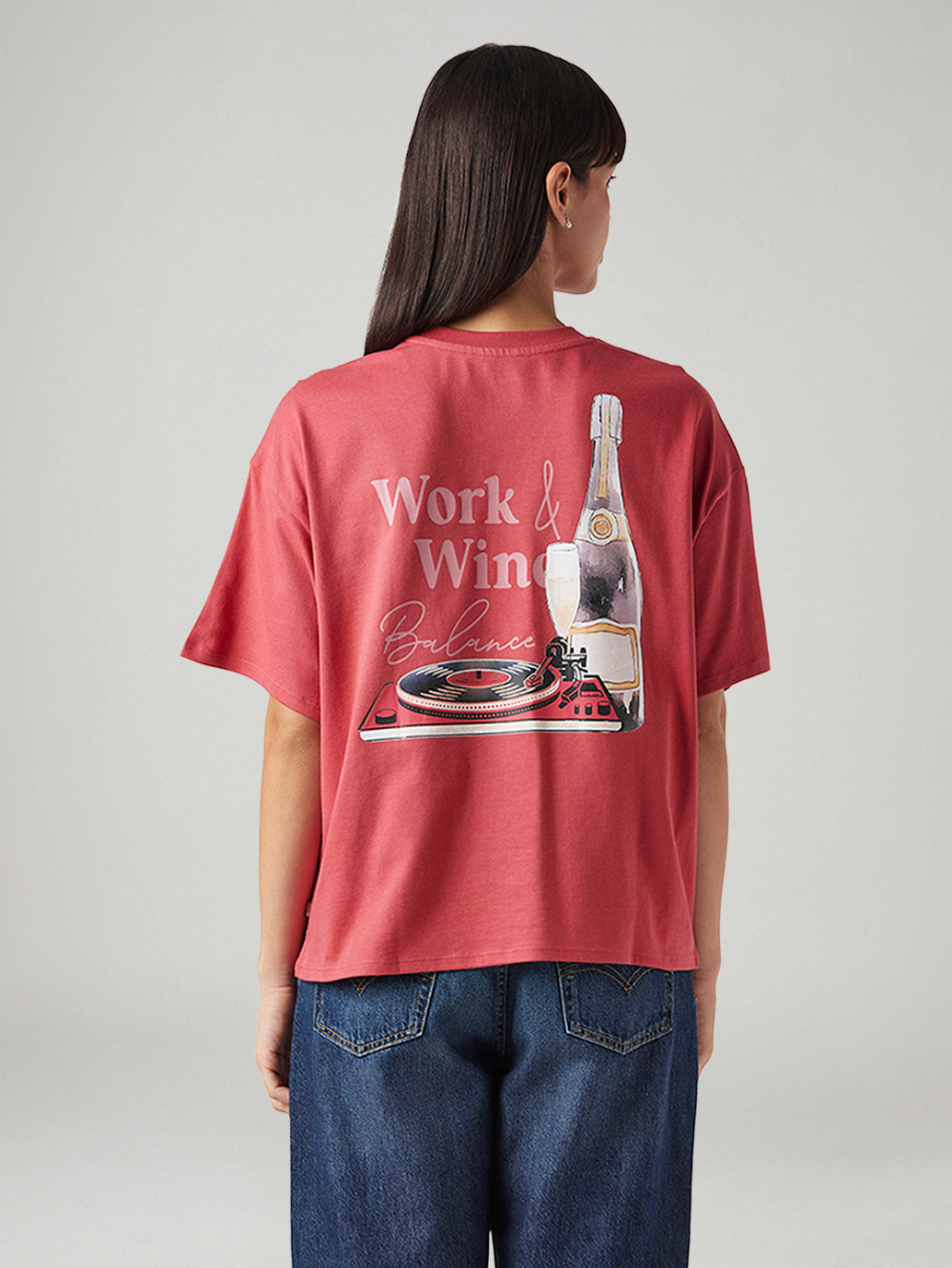 Women's Graphic Print Relaxed Fit Oversized T-Shirt - Back View