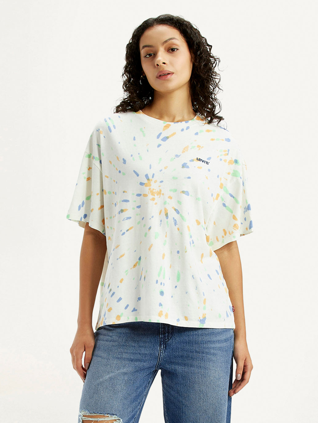 Women's Tie-Dye Multi Color Relaxed Fit T-shirt - Styleshot View