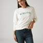 Women's Typography White Crew Neck Sweatshirt - Styleshot View