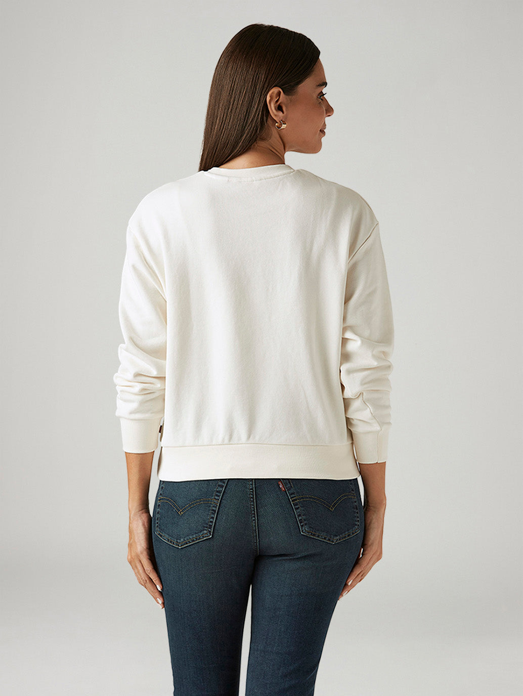 Women's Typography White Crew Neck Sweatshirt - Back View