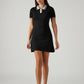 Women's Solid Black Polo Collar Dress - Styleshot View