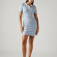 Women's Solid Light Blue Polo Collar Dress - Styleshot View