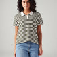Women's Striped Relaxed Fit Polo T-Shirt - Front View