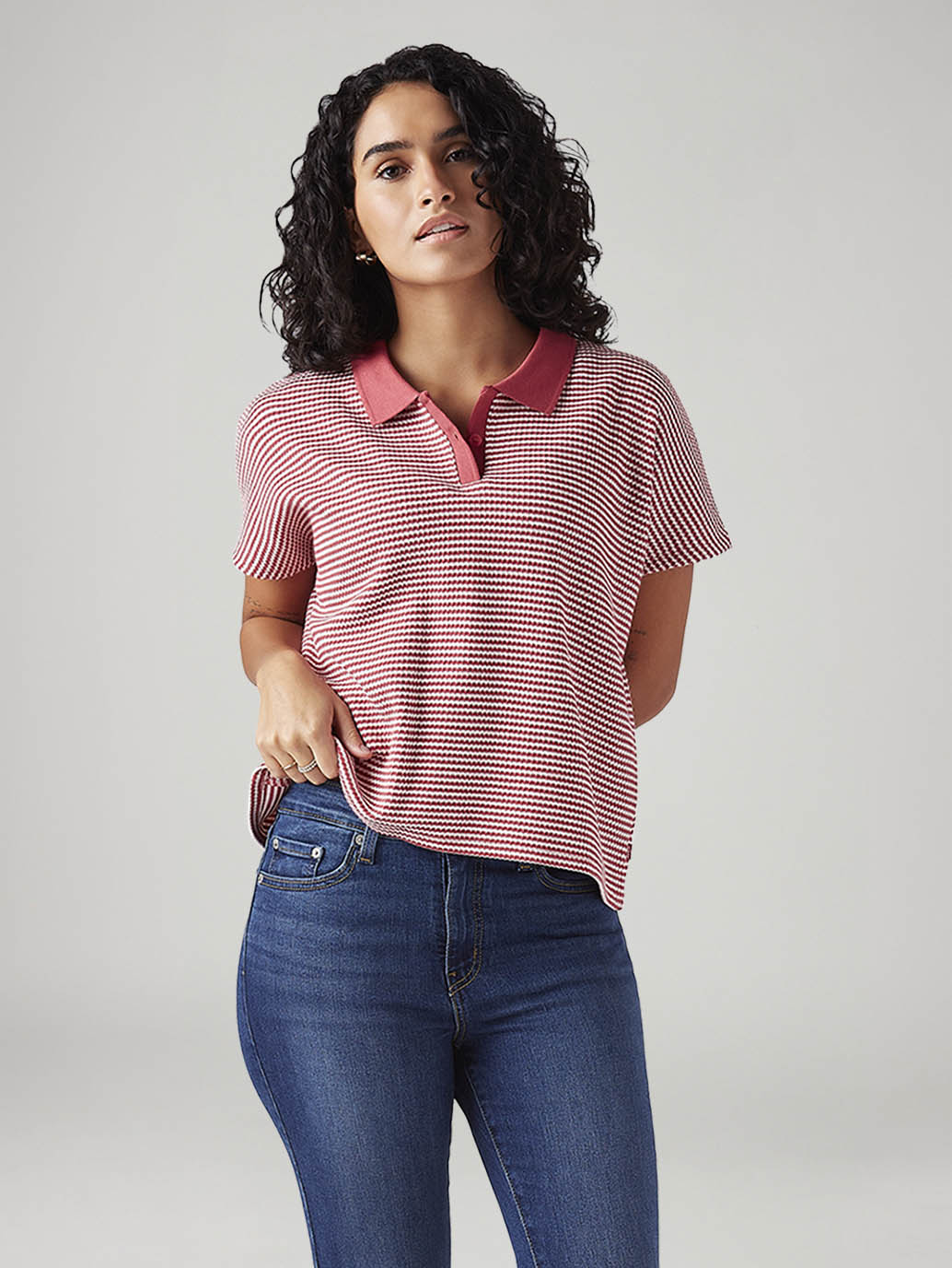 Women's Striped Relaxed Fit T-Shirt - Styleshot View