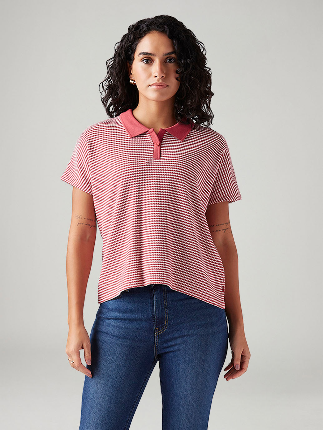 Women's Striped Relaxed Fit T-Shirt - Front View