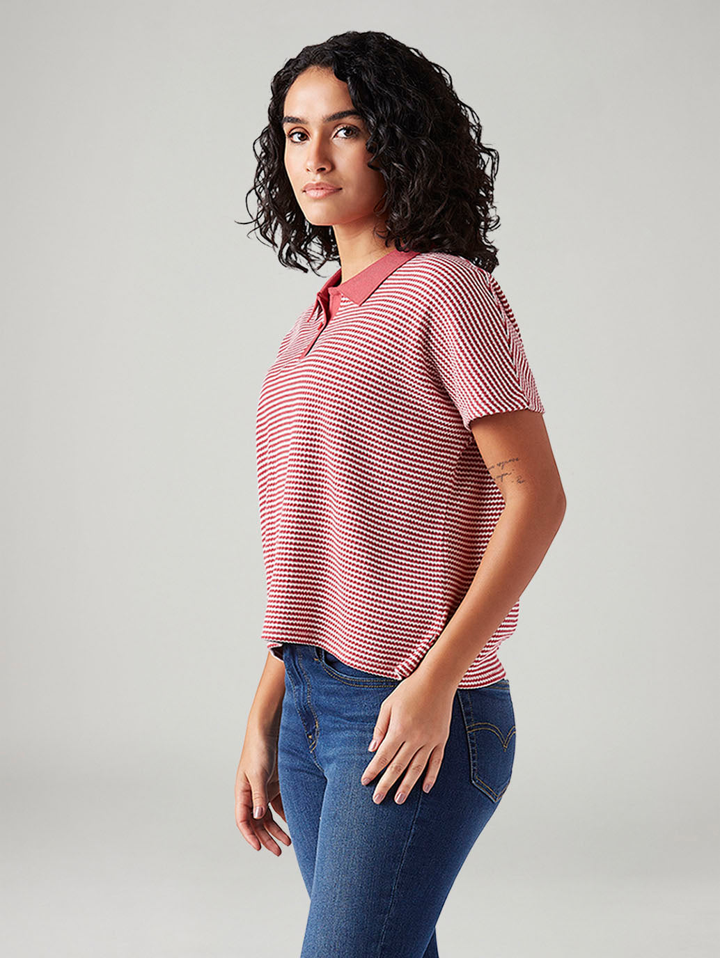 Women's Striped Relaxed Fit T-Shirt - Side View