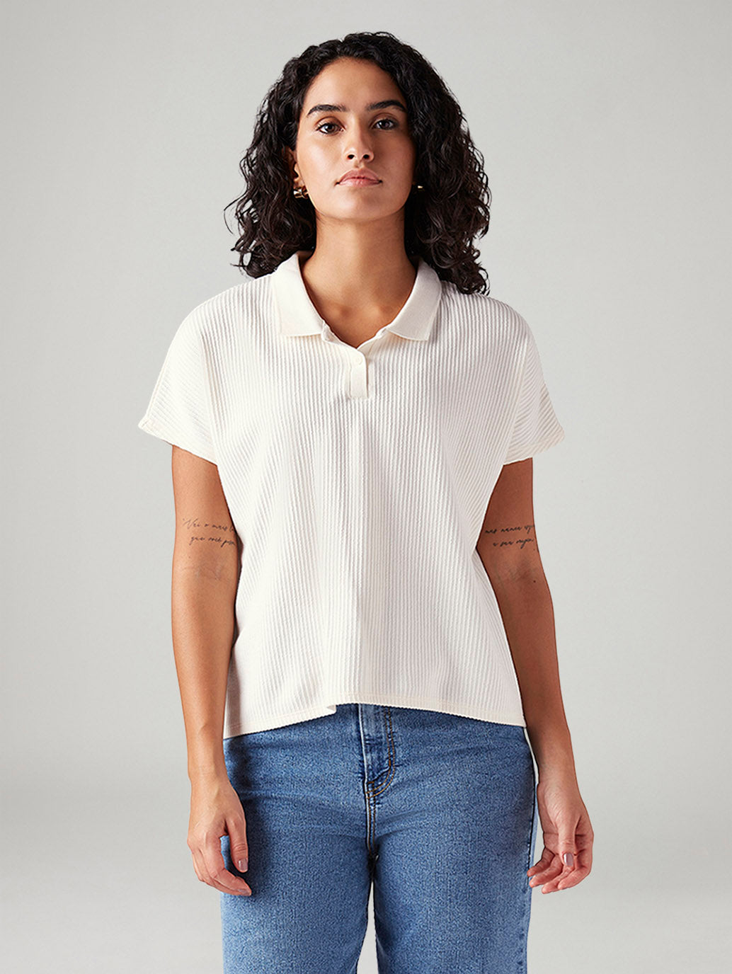Women's Textured Relaxed Fit T-Shirt - Front View