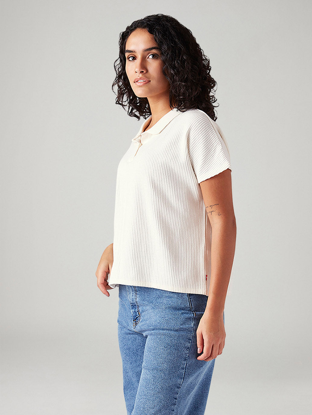 Women's Textured Relaxed Fit T-Shirt - Side View