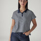 Women's Striped Navy Relaxed Fit T-shirt - 20 View