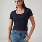 Women's Solid Slim Fit Ribbed Top - Styleshot View