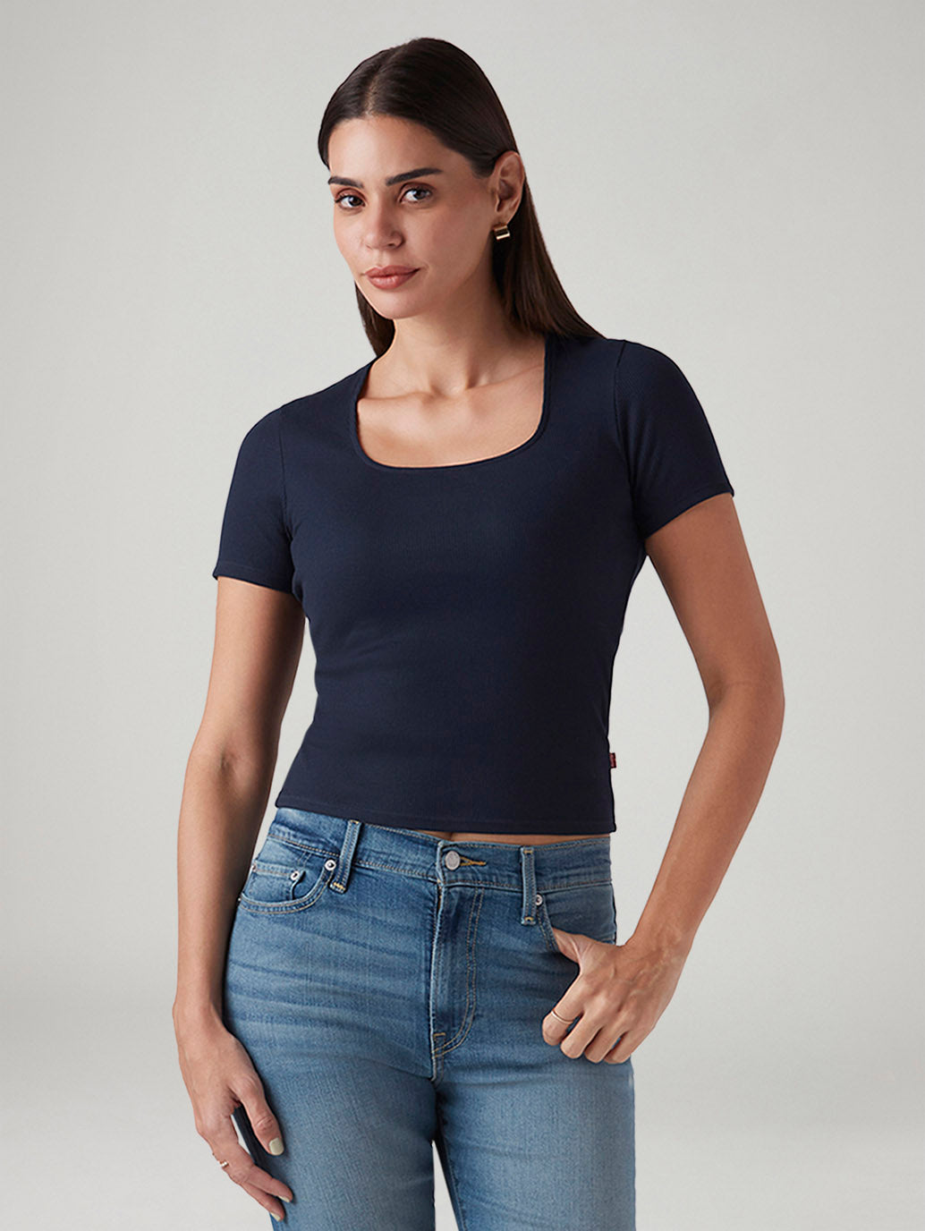 Women's Solid Slim Fit Ribbed Top