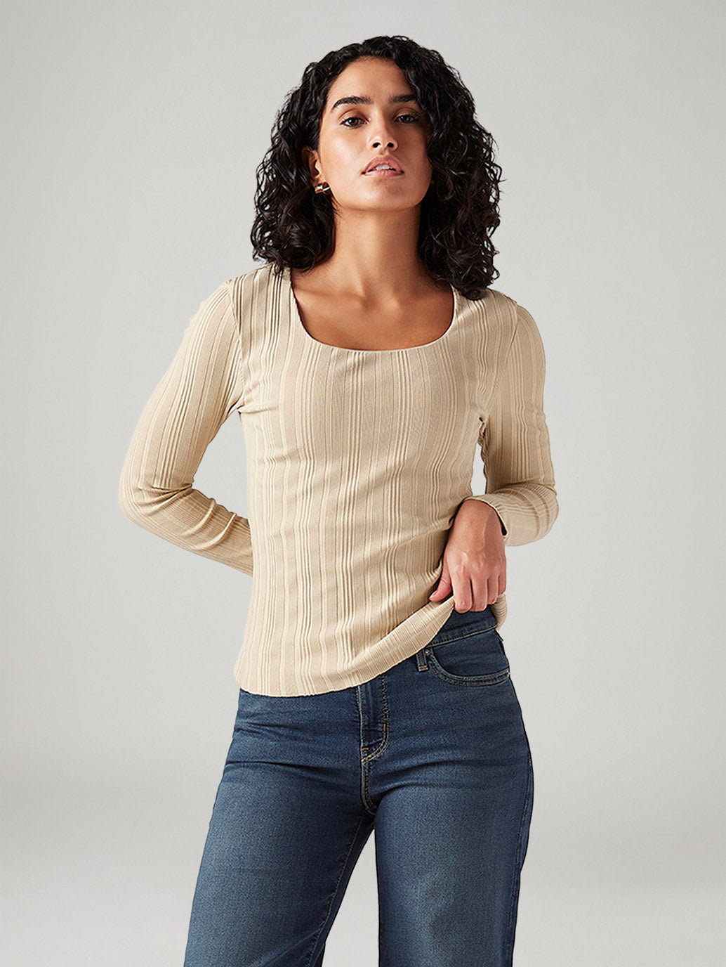 Women's Textured Slim Fit Top - Styleshot View
