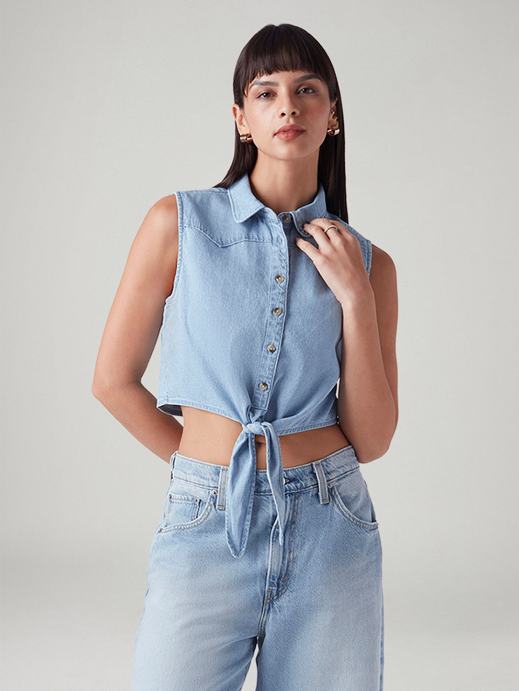 Women's Solid Regular Fit Denim Top