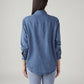 Women's Crochet Relaxed Fit Denim Shirt - Back View