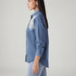 Women's Crochet Relaxed Fit Denim Shirt - Side View