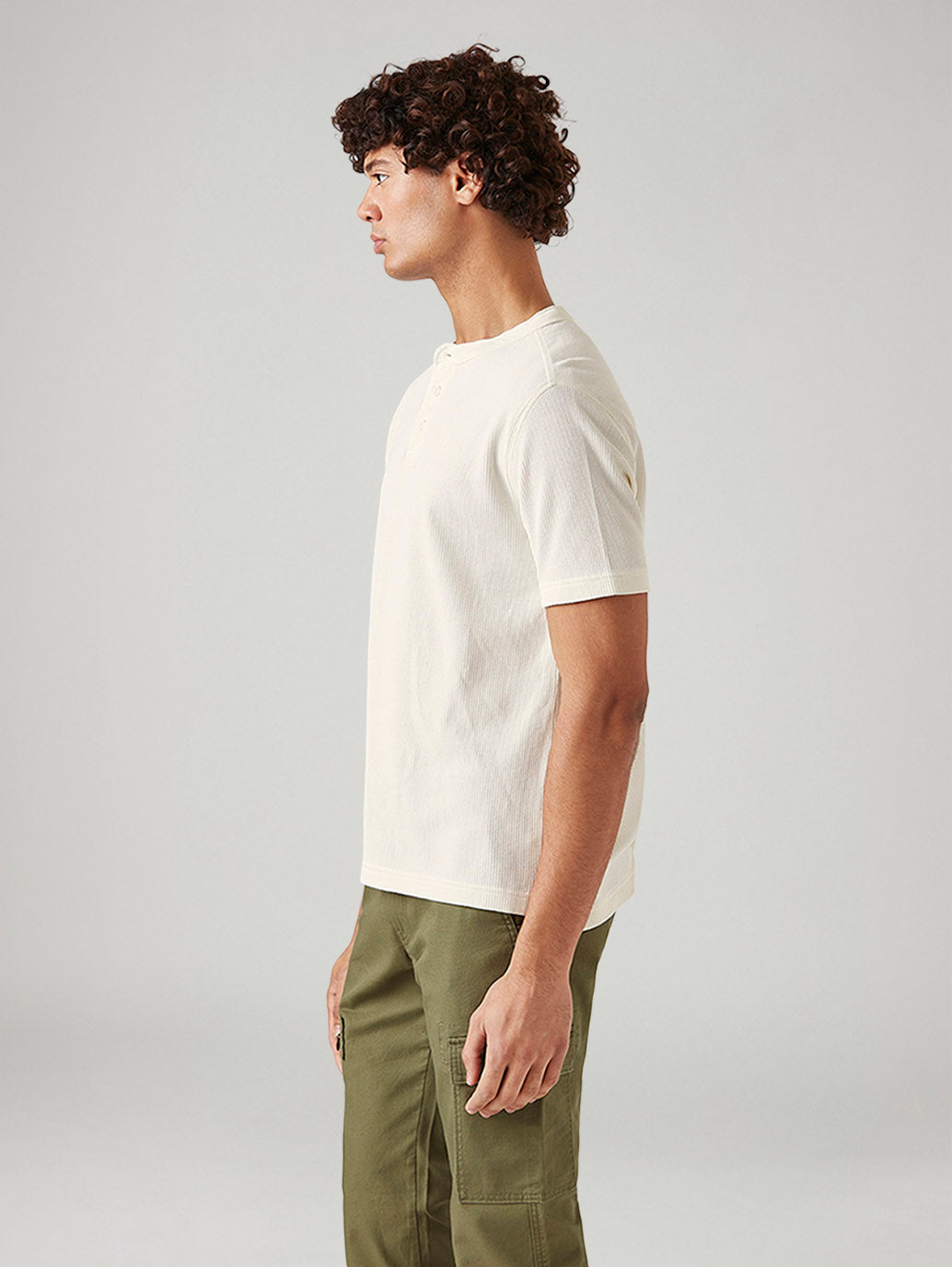 Men's Textured Regular Fit Textured T-Shirt - Side View