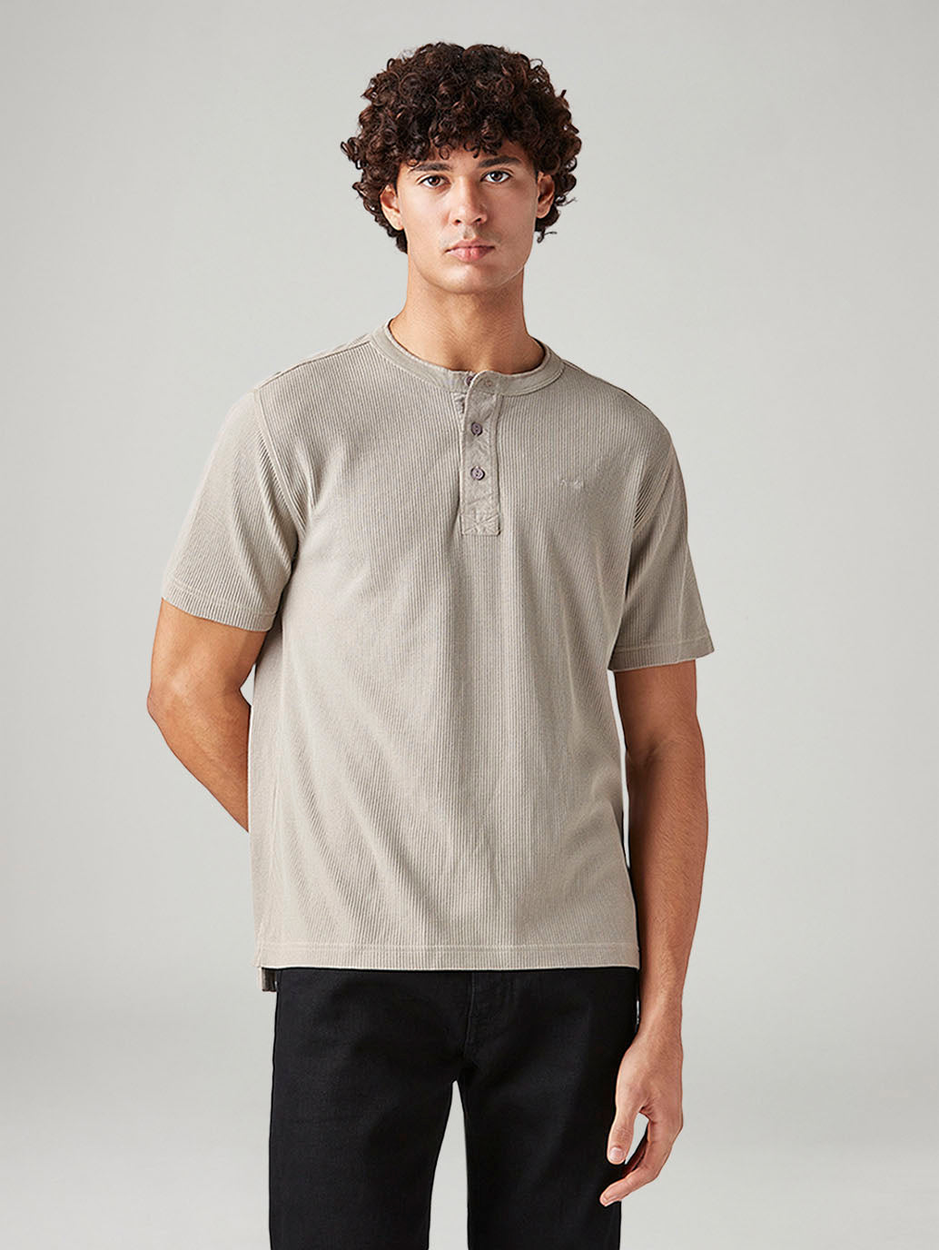 Men's Textured Regular Fit Textured T-Shirt - Front View