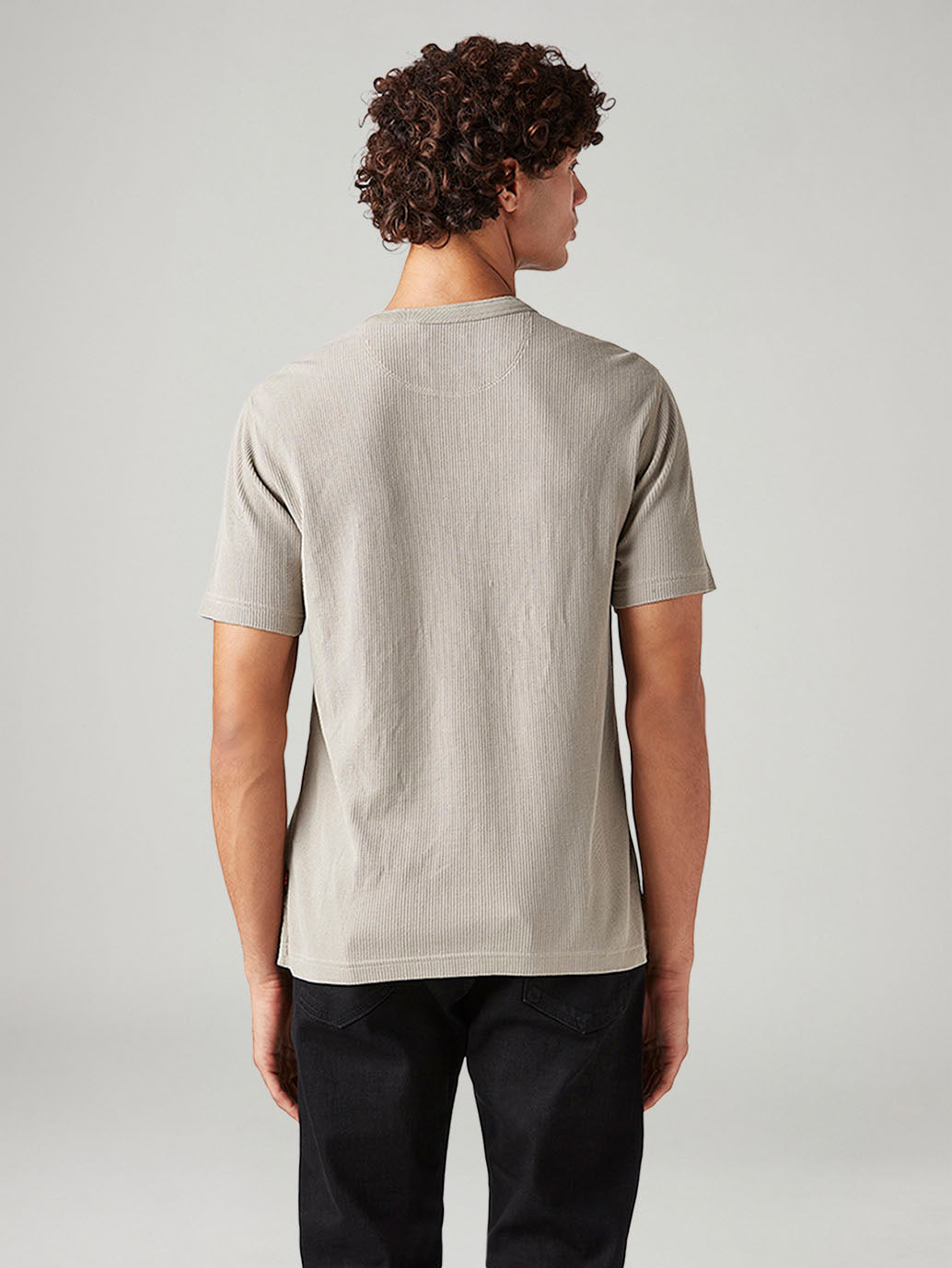 Men's Textured Regular Fit Textured T-Shirt - Back View