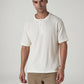 Men's Solid Regular Fit Waffle T-Shirt - Front View