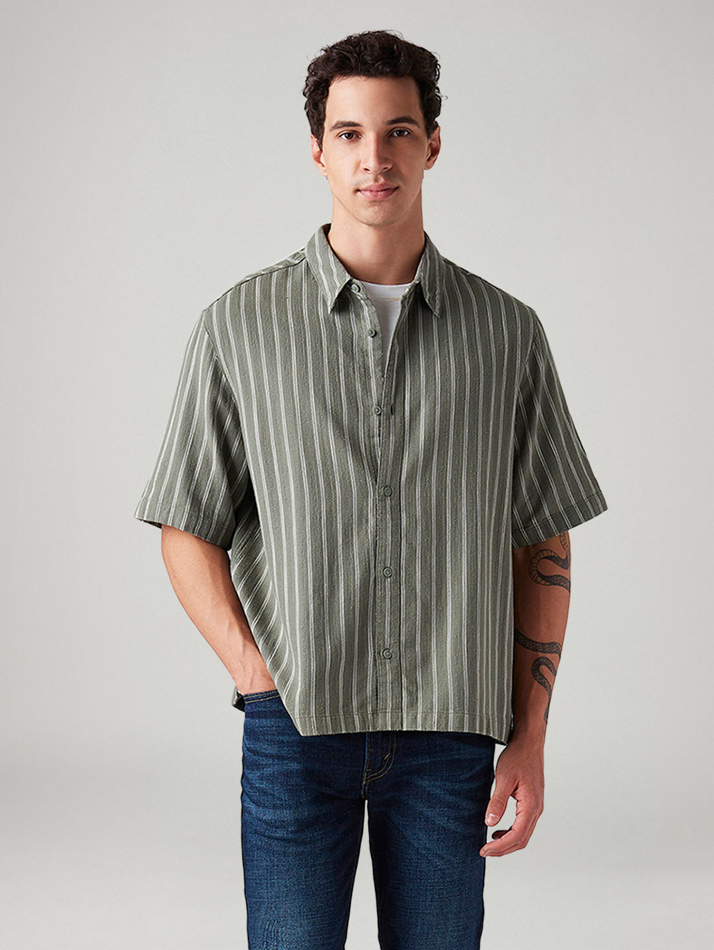 Men's Striped Boxy Fit Shirt