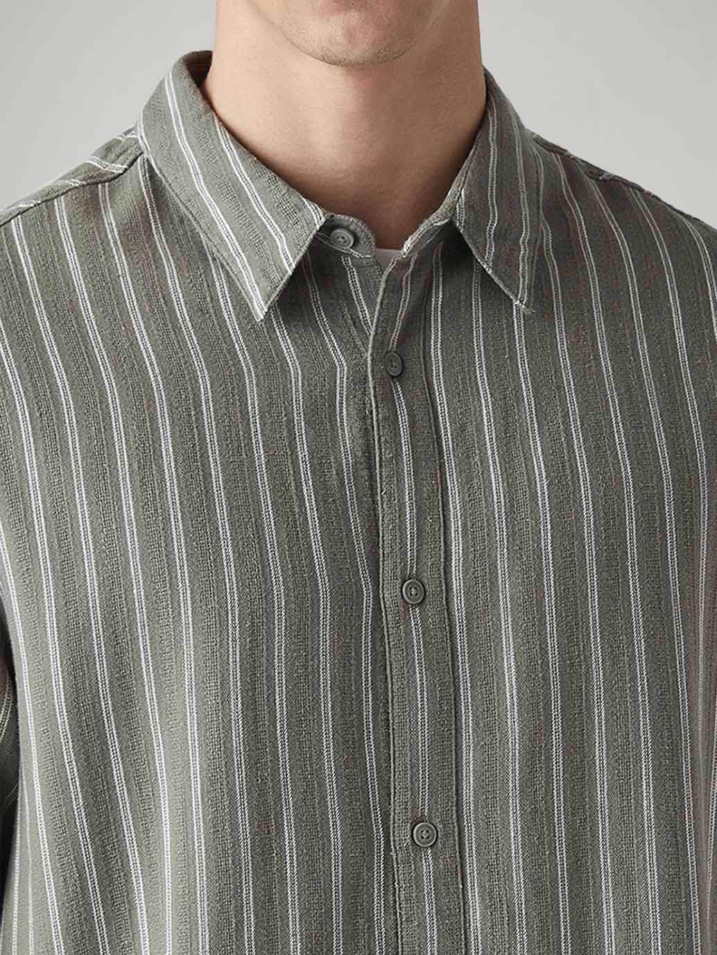 Men's Striped Boxy Fit Shirt - Detail View