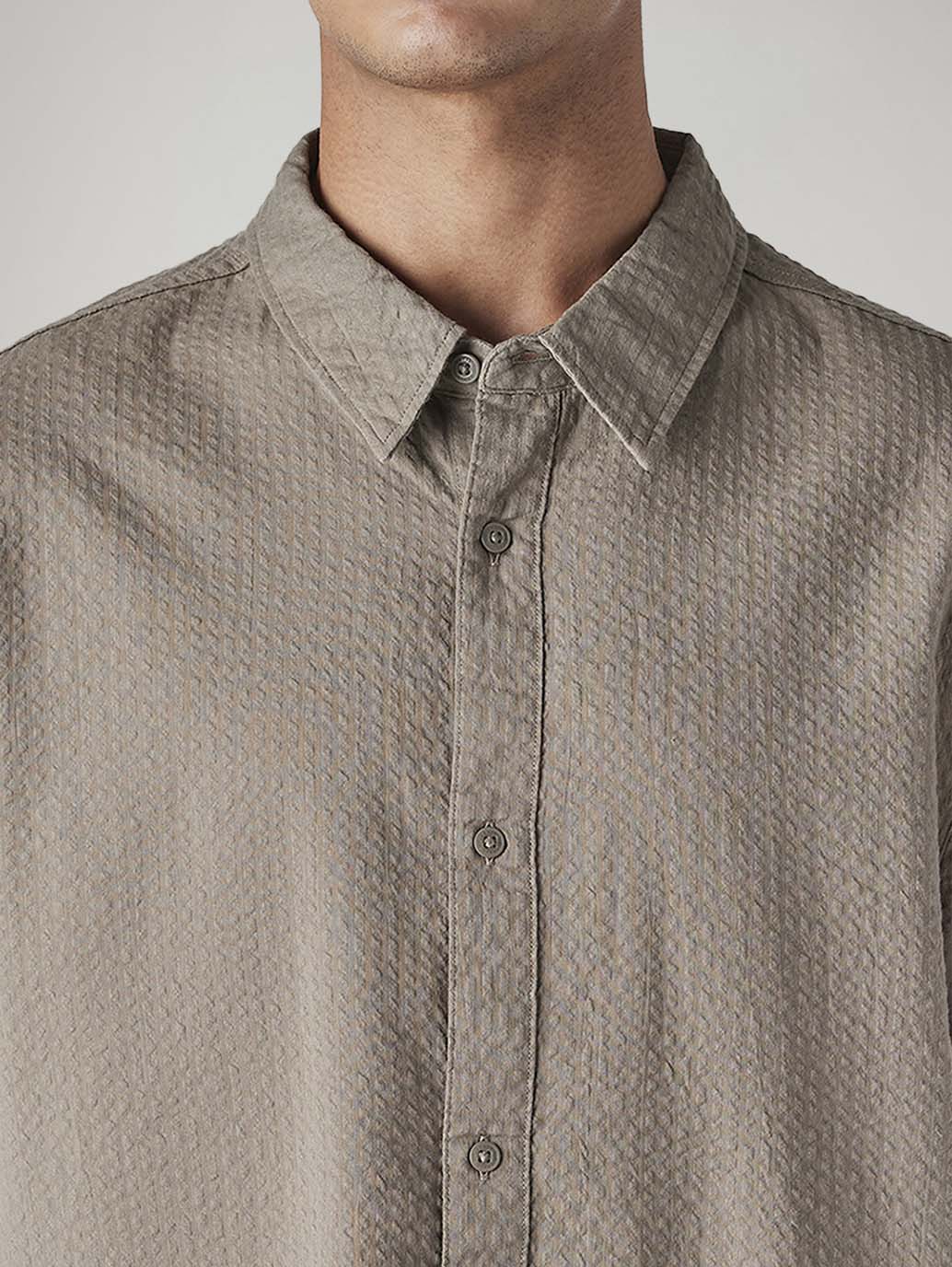 Men's Textured Boxy Fit Oxford Shirt - Detail View