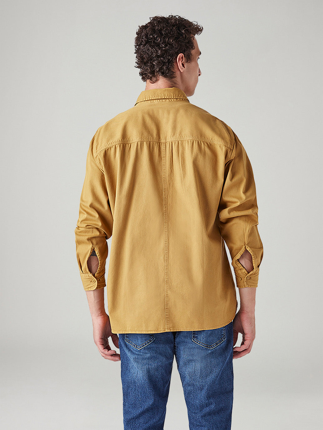 Men's Solid Relaxed Fit Commuter Shirt - Back View